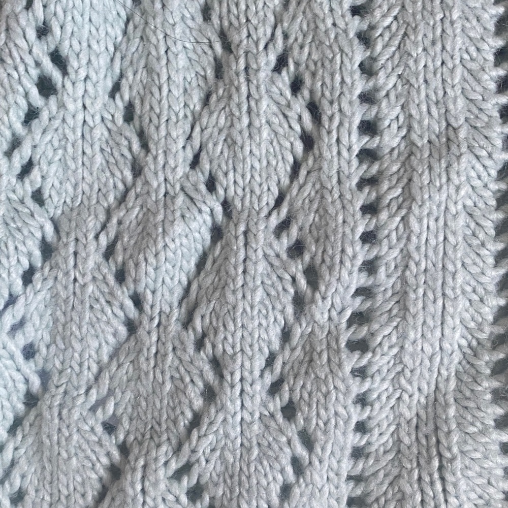 LOFT Mint Green Pointelle Sweater Open Knit Boat Neck Scallop Hem Small - Picture 4 of 11